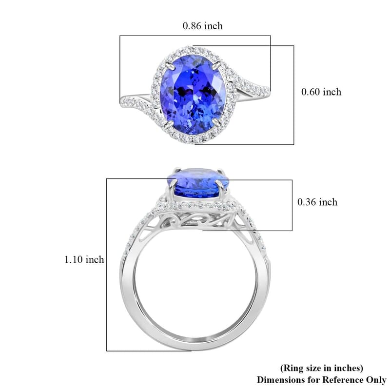 Certified & Appraised Rhapsody AAAA Tanzanite and E-F VS Diamond 4.30 ctw Ring in 950 Platinum (Size 10.0) 6.50 Grams