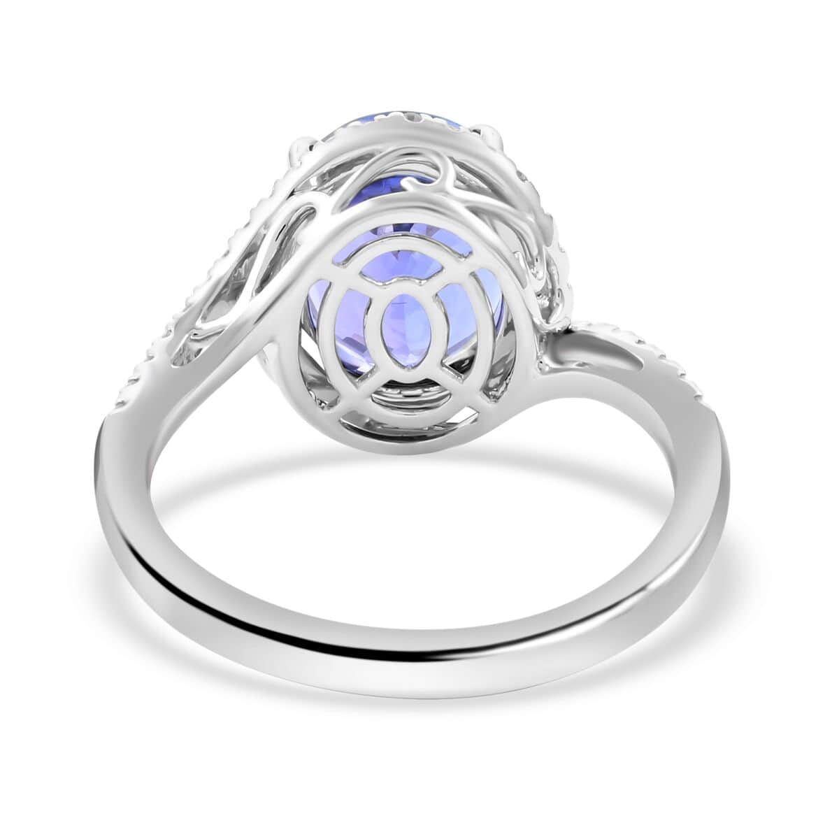 Certified & Appraised Rhapsody AAAA Tanzanite and E-F VS Diamond 4.30 ctw Ring in 950 Platinum (Size 6.0) 6.50 Grams image number 4