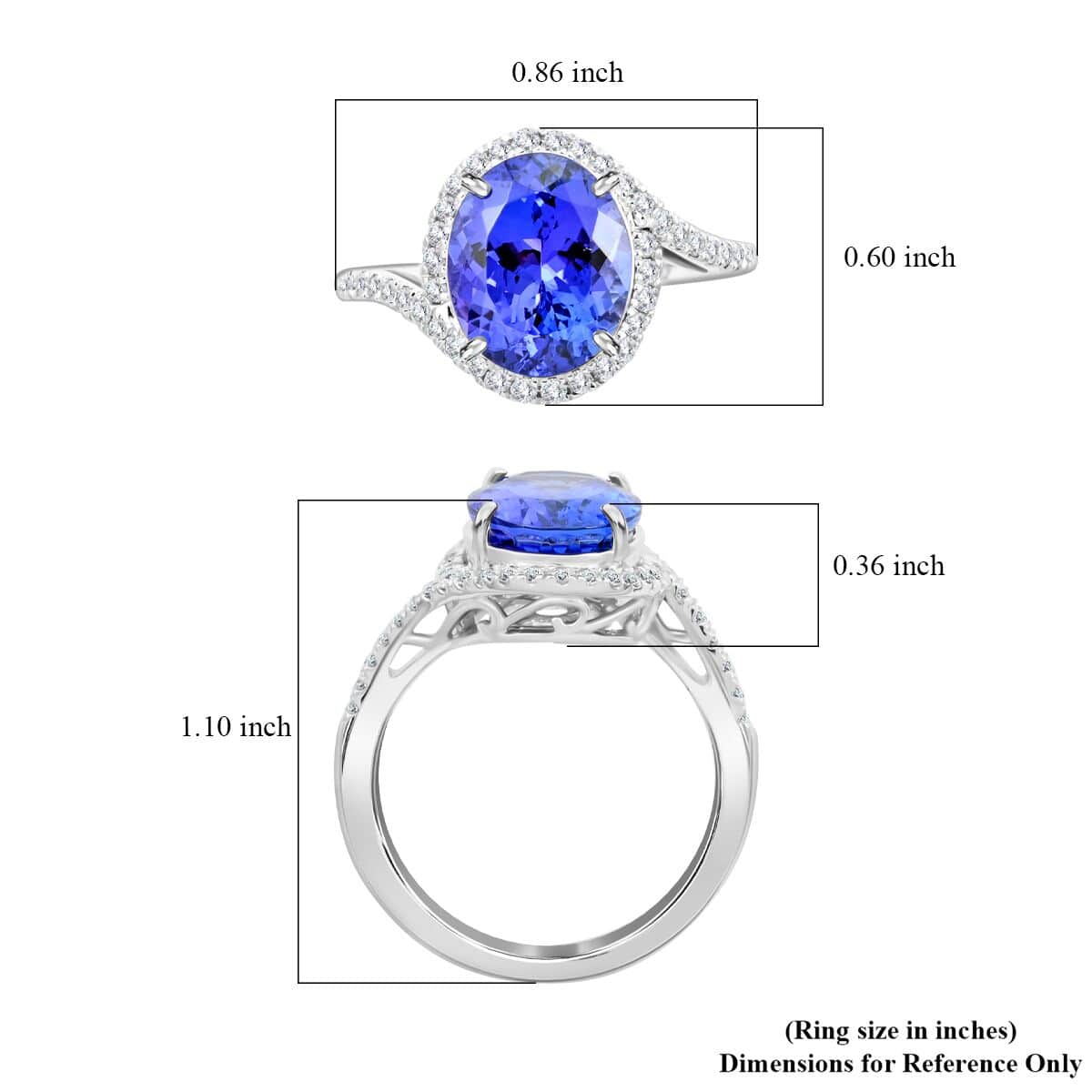 Certified & Appraised Rhapsody AAAA Tanzanite and E-F VS Diamond 4.30 ctw Ring in 950 Platinum (Size 6.0) 6.50 Grams image number 5