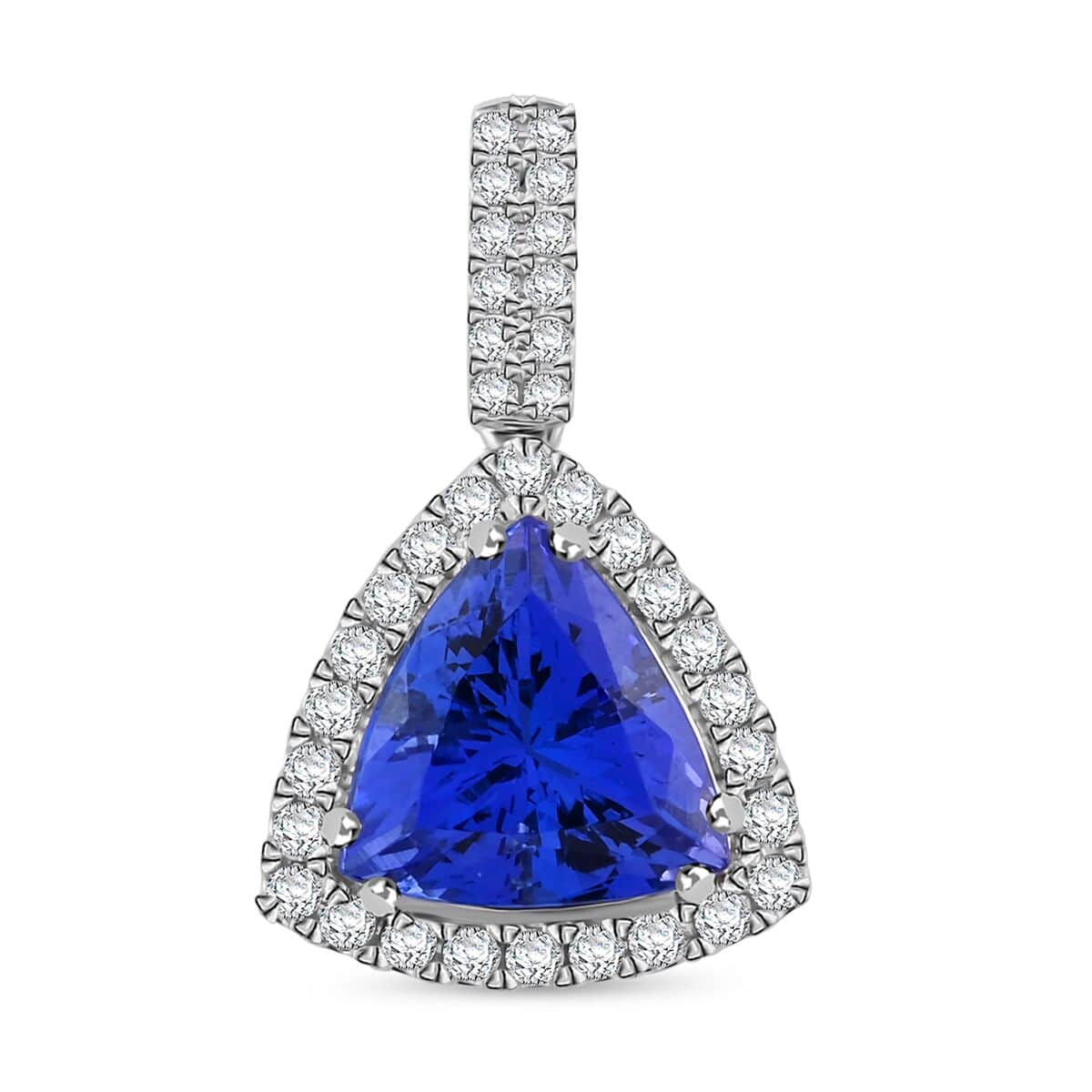 Certified & Appraised Rhapsody 950 Platinum AAAA Tanzanite and E-F VS Diamond Pendant 4.05 ctw image number 0