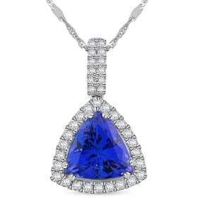 Certified & Appraised Rhapsody 950 Platinum AAAA Tanzanite and E-F VS Diamond Pendant without Chain 4.05 ctw