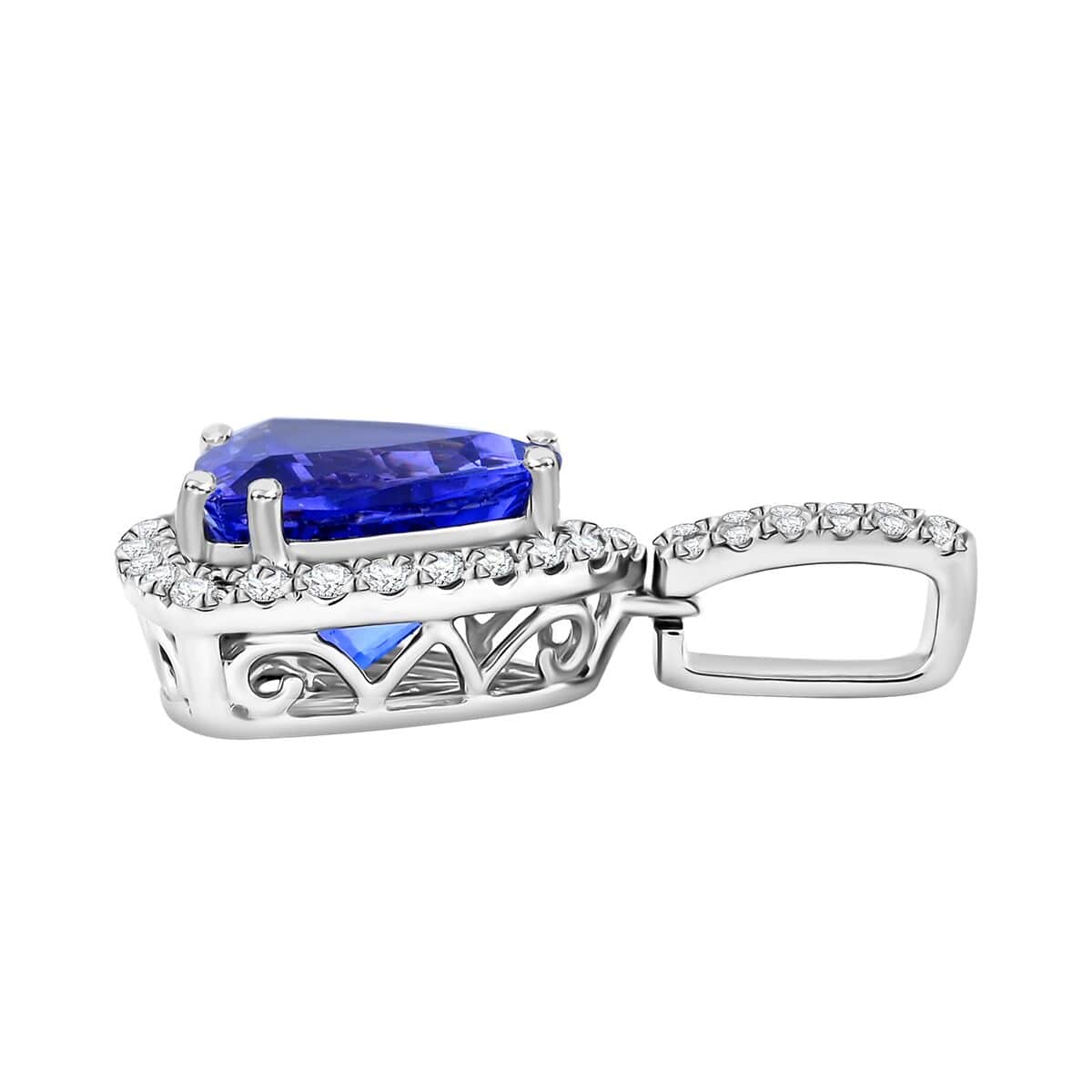 Certified & Appraised Rhapsody 950 Platinum AAAA Tanzanite and E-F VS Diamond Pendant 4.05 ctw image number 3