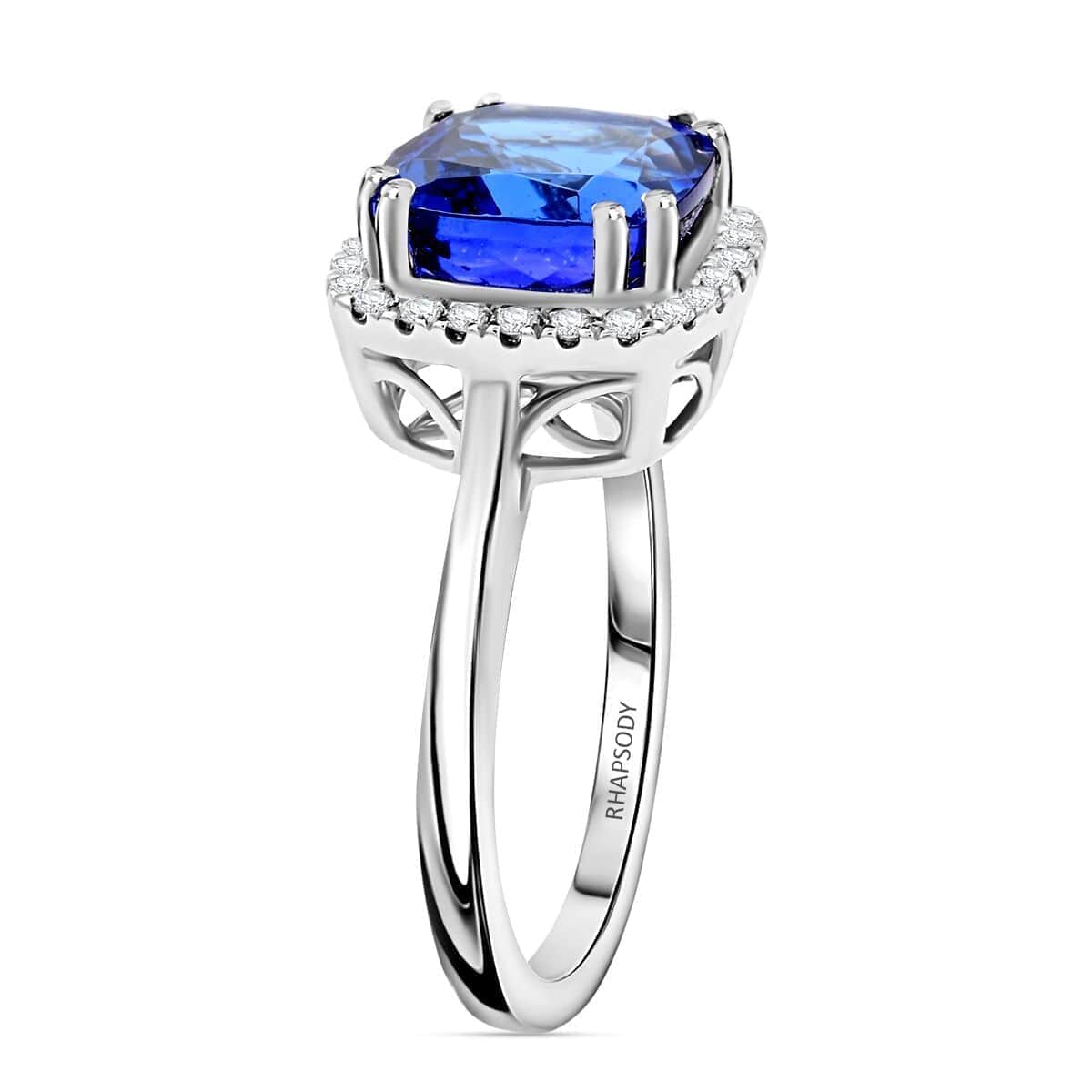 Certified & Appraised Rhapsody 950 Platinum AAAA Tanzanite and Diamond E-F VS Ring (Size 10.0) 6.10 Grams 4.00 ctw image number 3