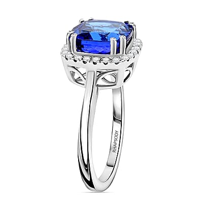 Certified & Appraised Rhapsody AAAA Tanzanite and E-F VS Diamond 4.00 ctw Ring in 950 Platinum (Size 10.0) 6.10 Grams