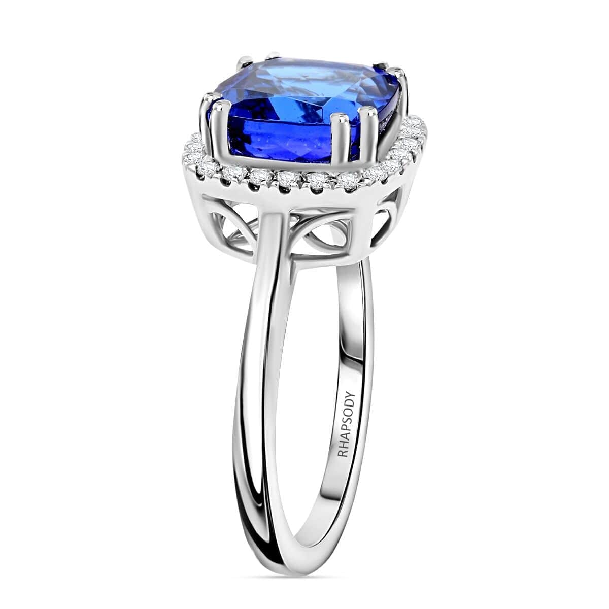 Certified & Appraised Rhapsody AAAA Tanzanite and E-F VS Diamond 4.00 ctw Ring in 950 Platinum (Size 10.5) 6.10 Grams image number 3