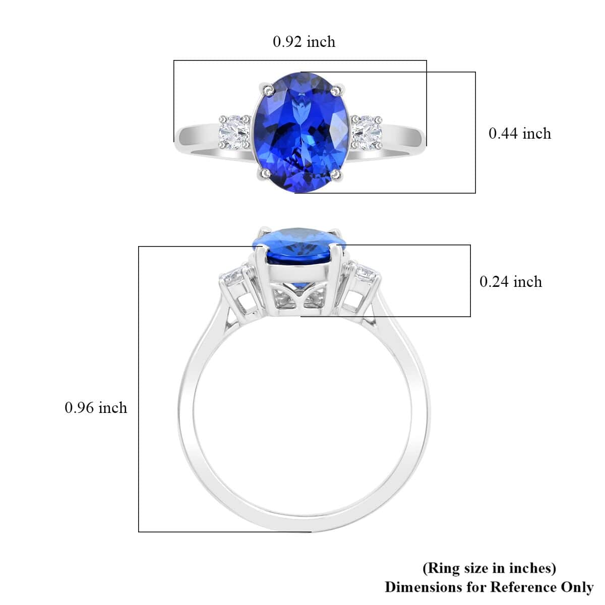 Certified & Appraised Rhapsody 950 Platinum AAAA Tanzanite, Diamond (E-F, VS) (0.19 cts) Ring (Size 6.0) (5.40 g) 3.10 ctw image number 5