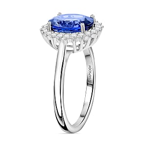 Certified & Appraised Rhapsody 950 Platinum AAAA Tanzanite and E-F VS Diamond Sunburst Ring (Size 10.0) 6.20 Grams 3.10 ctw