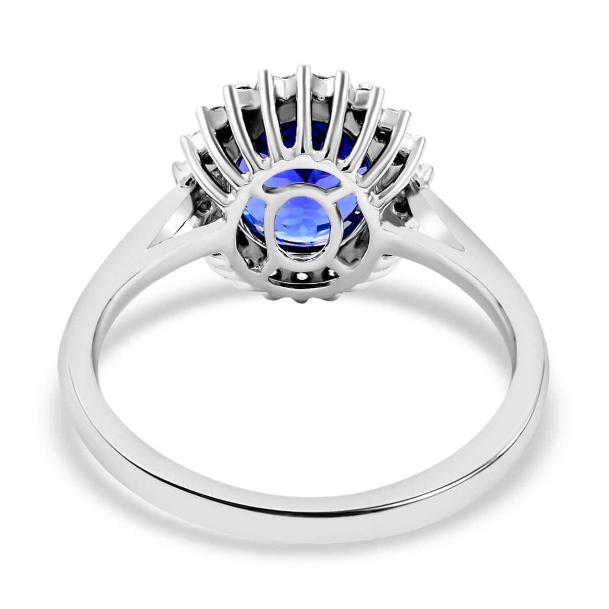 Certified & Appraised Rhapsody 950 Platinum AAAA Tanzanite and E-F VS Diamond Sunburst Ring (Size 6.0) 6.20 Grams 3.10 ctw image number 4