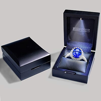 Certified & Appraised Rhapsody 950 Platinum AAAA Tanzanite and E-F VS Diamond Ring (Size 9.0) 6.20 Grams 3.10 ctw