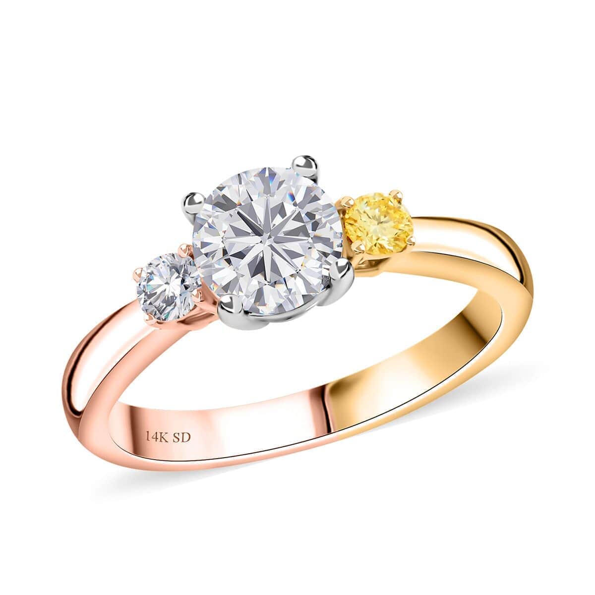 Modani 14K Tri Color Gold Natural White (Cent. 1ctw) VS, Pink and Yellow Diamond Ring (Size 7.0) 1.20 ctw image number 0