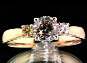 Modani 14K Tri Color Gold Natural White (Cent. 1ctw) VS, Pink and Yellow Diamond Ring (Size 7.0) 1.20 ctw