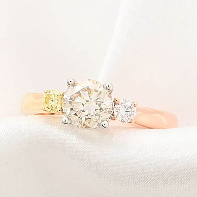 Modani 14K Tri Color Gold Natural White (Cent. 1ctw)  Pink and Yellow Diamond Ring (Size 7.0) 1.20 ctw