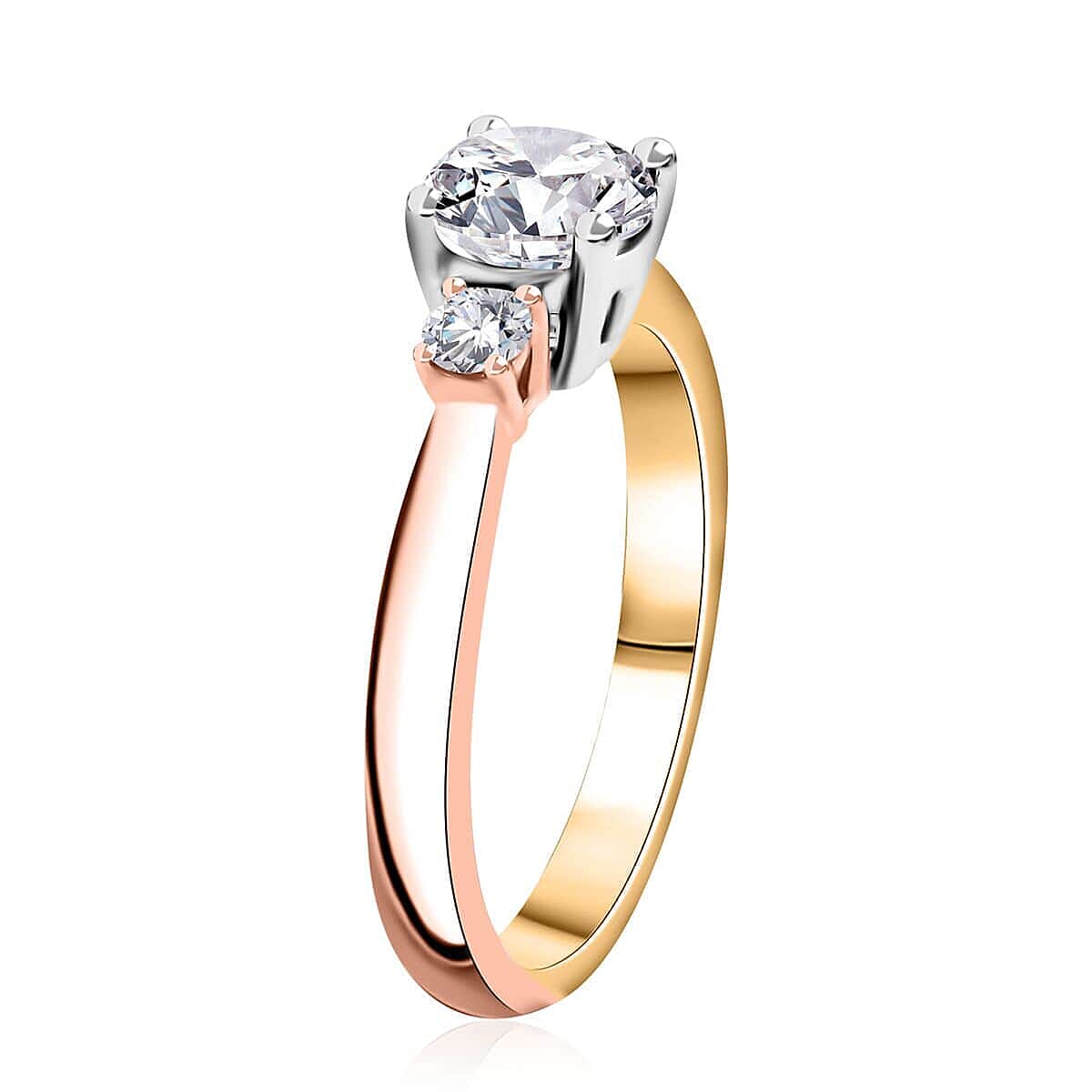 Modani 14K Tri Color Gold Natural White (Cent. 1ctw)  Pink and Yellow Diamond Ring (Size 7.0) 1.20 ctw
