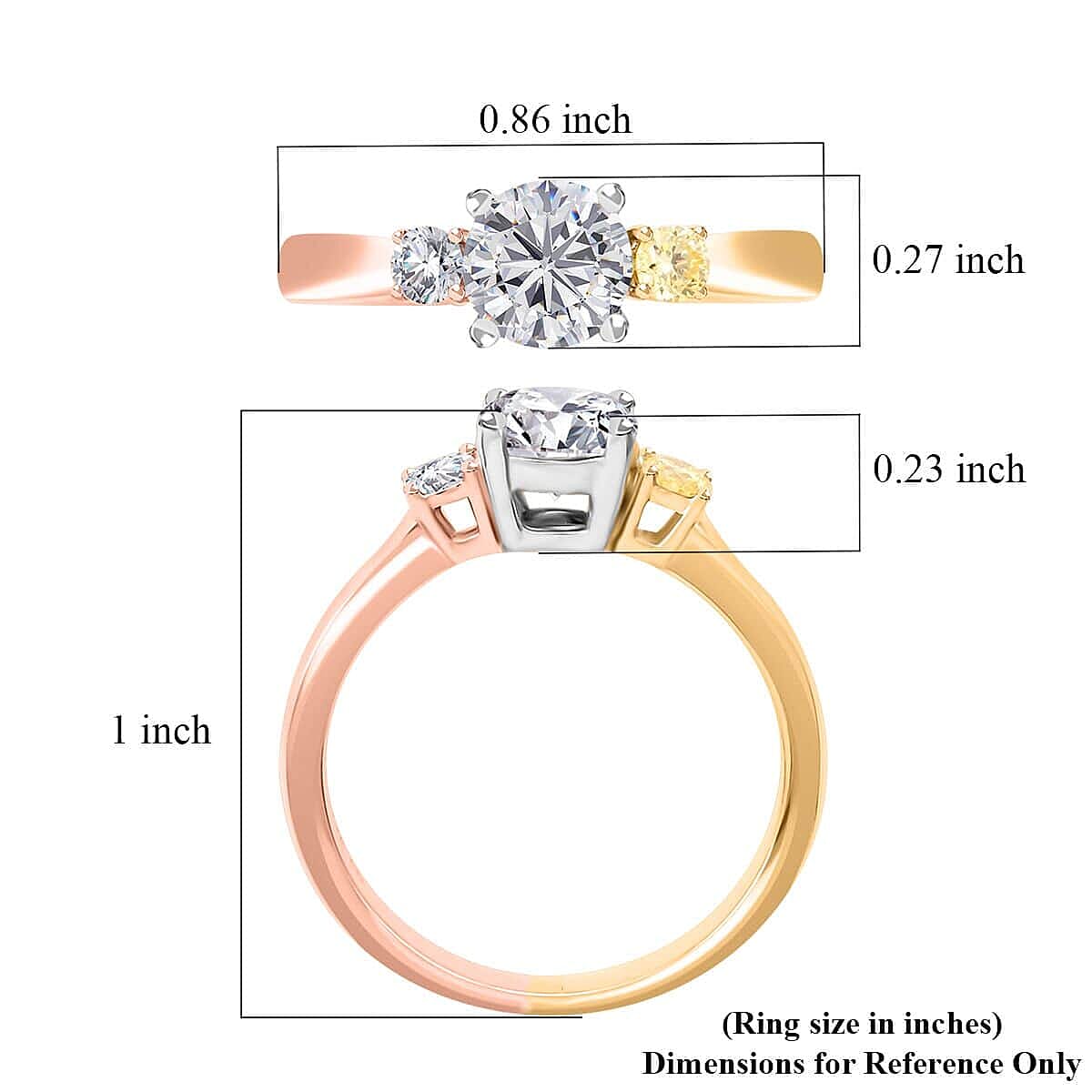 Modani 14K Tri Color Gold Natural White (Cent. 1ctw)  Pink and Yellow Diamond Ring (Size 7.0) 1.20 ctw