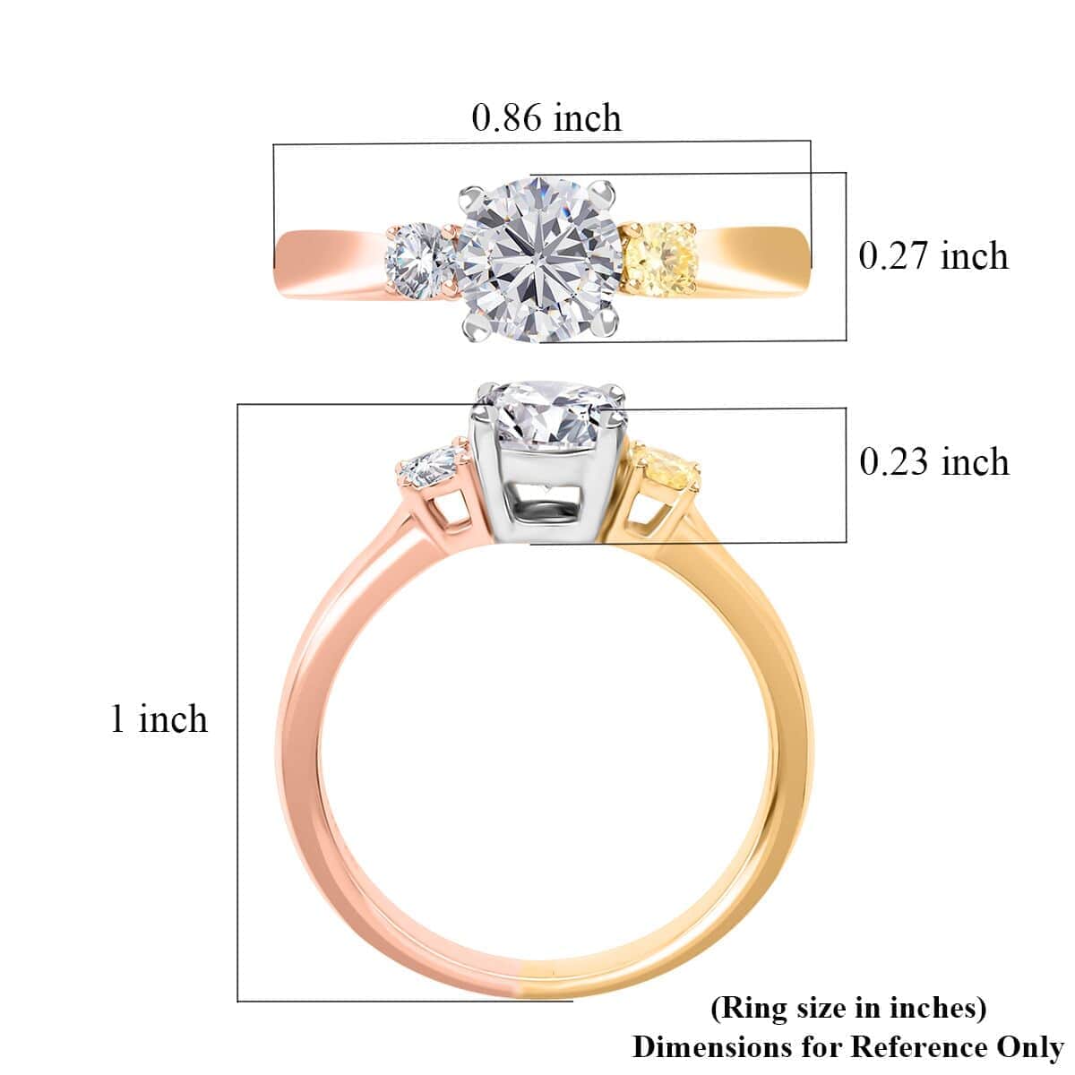 Modani 14K Tri Color Gold Natural White (Cent. 1ctw) VS, Pink and Yellow Diamond Ring (Size 7.0) 1.20 ctw image number 4