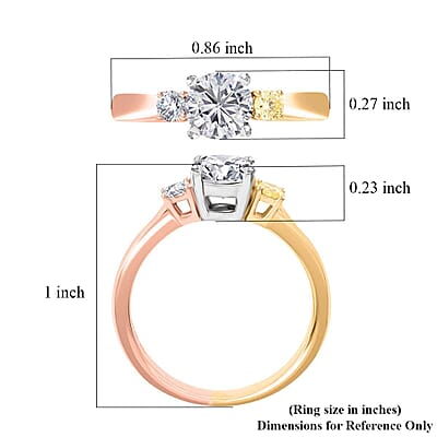 Modani 14K Tri Color Gold Natural White (Cent. 1ctw)  Pink and Yellow Diamond Ring (Size 7.0) 1.20 ctw