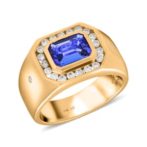 Modani 14K Yellow Gold Tanzanite and SI Diamond Ring (Size 12.0) 9.20 Grams 2.50 ctw