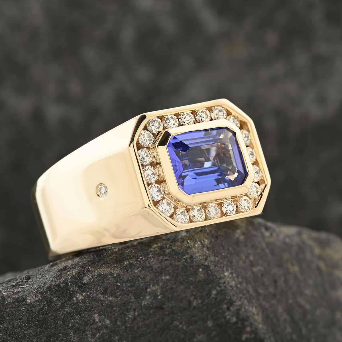 Modani 14K Yellow Gold Tanzanite and SI Diamond Ring (Size 12.0) 9.20 Grams 2.50 ctw image number 1