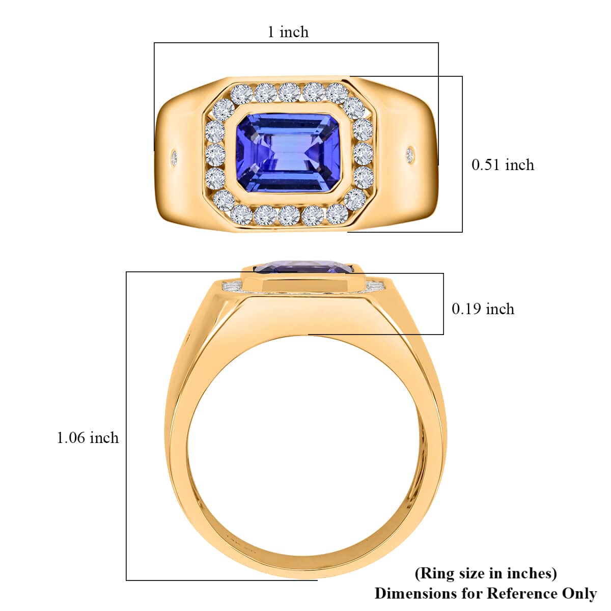 Modani 14K Yellow Gold Tanzanite and SI Diamond Ring (Size 12.0) 9.20 Grams 2.50 ctw image number 5