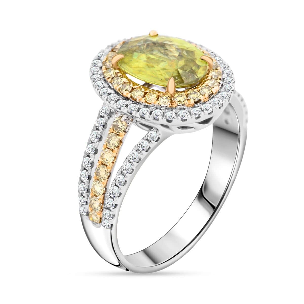 Modani 14K White and Yellow Gold Sava Sphene and SI Multi Diamond Ring (Size 7.0) 2.60 ctw image number 3
