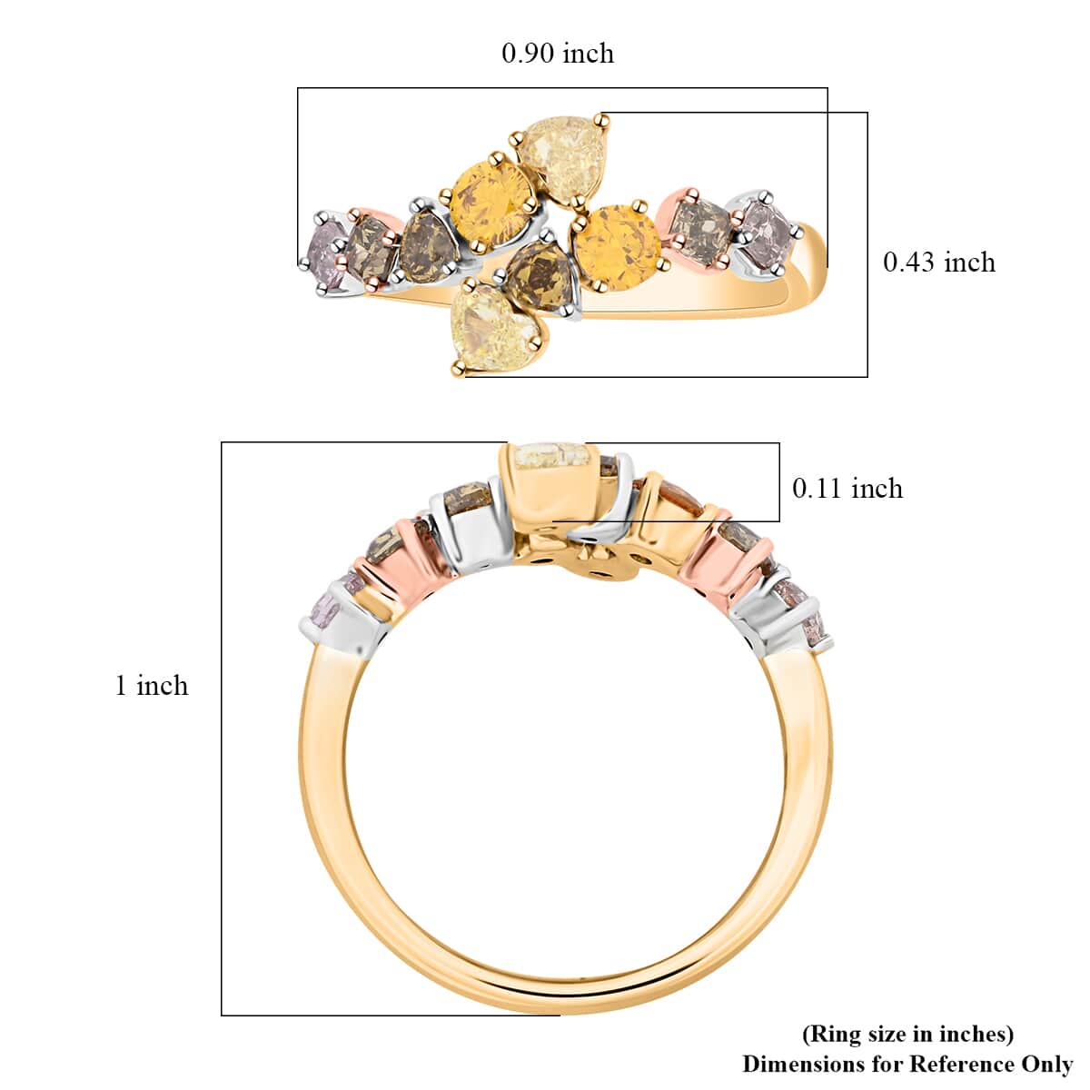 Modani 14K Yellow, White and Rose Gold SI Multi Diamond Ring (Size 7.0) 1.45 ctw image number 4