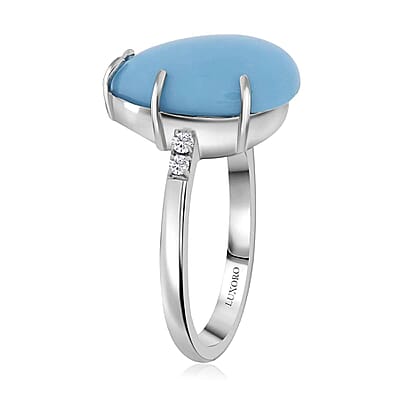 Certified and Appraised Luxoro AAA Sleeping Beauty Turquoise, Diamond Ring in 10K White Gold 4.50 ctw (Size 10.0)