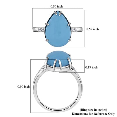 Certified and Appraised Luxoro AAA Sleeping Beauty Turquoise, Diamond Ring in 10K White Gold 4.50 ctw (Size 10.0)