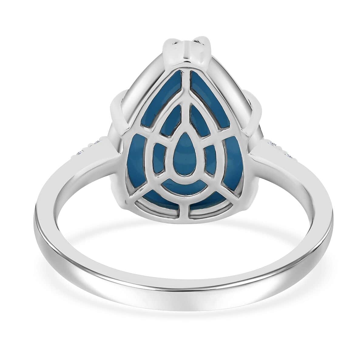 Certified & Appraised Luxoro AAA Sleeping Beauty Turquoise and I2 Diamond 4.50 ctw Ring in 10K White Gold (Size 9.5) image number 4