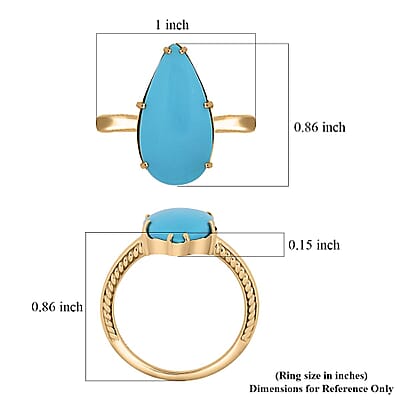 Certified & Appraised Luxoro AAA Sleeping Beauty Turquoise 6.30 ctw Solitaire Ring in 10K Yellow Gold (Size 6.0)