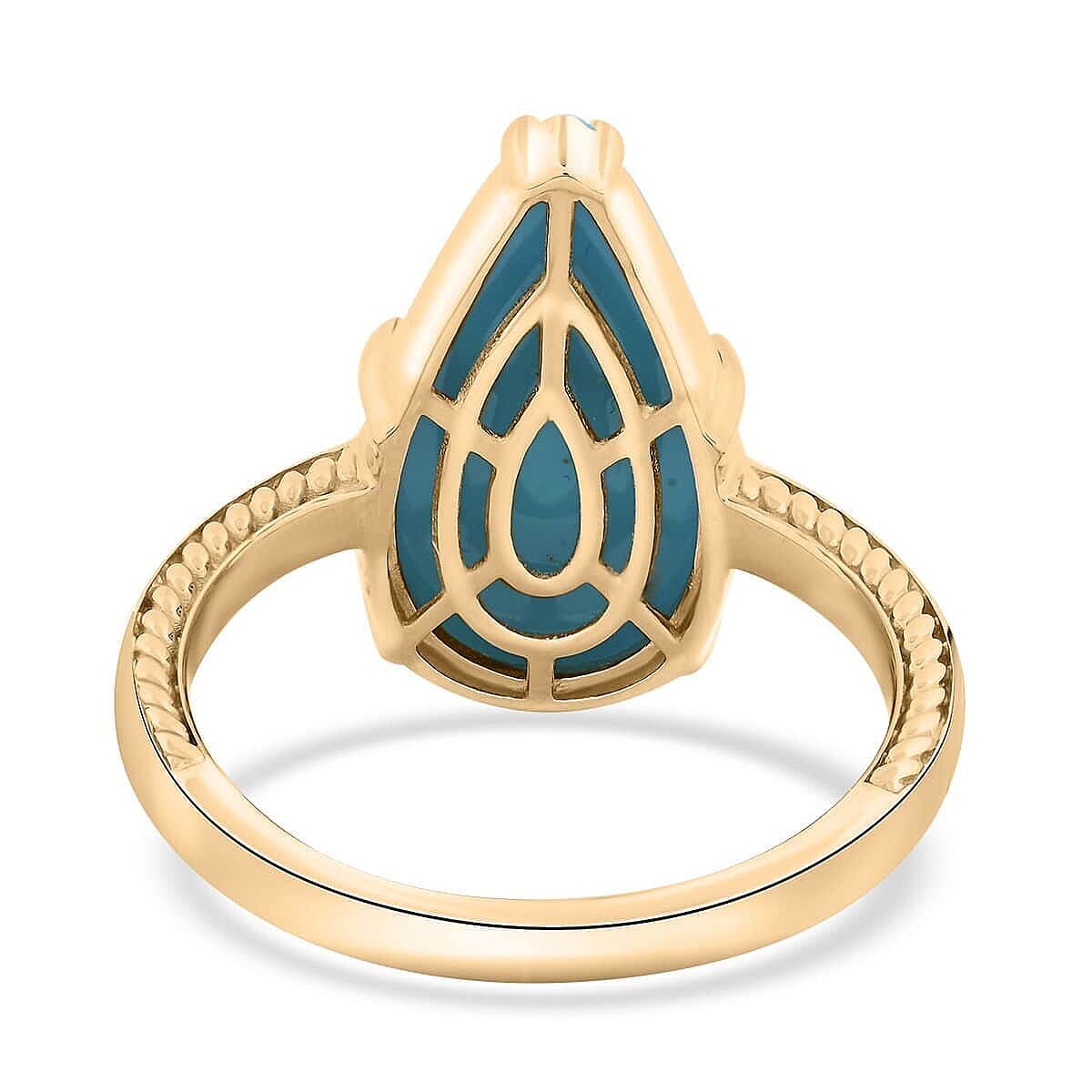 Certified & Appraised Luxoro AAA Sleeping Beauty Turquoise 6.30 ctw Solitaire Ring in 10K Yellow Gold (Size 7.5) image number 4