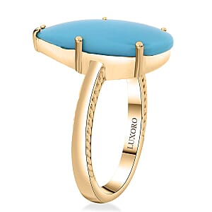 Certified & Appraised Luxoro AAA Sleeping Beauty Turquoise 6.30 ctw Solitaire Ring in 10K Yellow Gold (Size 8.0)