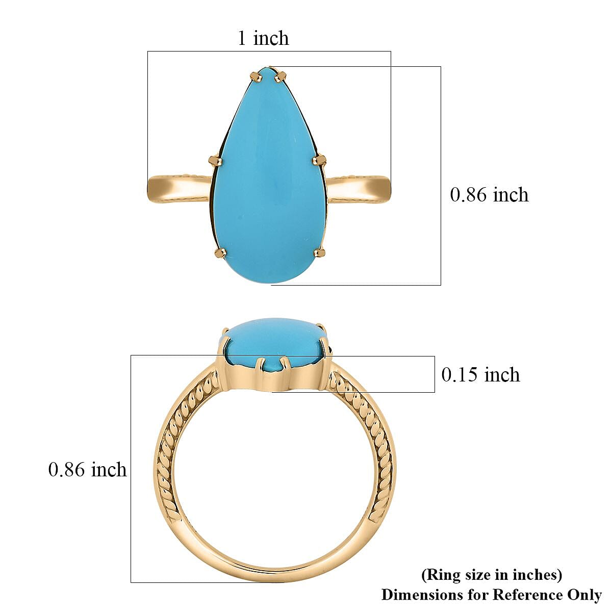 Certified & Appraised Luxoro AAA Sleeping Beauty Turquoise 6.30 ctw Solitaire Ring in 10K Yellow Gold (Size 8.0) image number 5