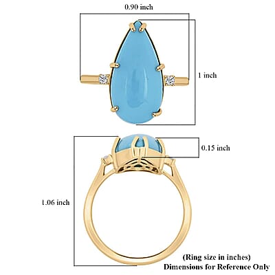 Certified & Appraised Luxoro AAA Sleeping Beauty Turquoise and I2 Diamond 6.40 ctw Ring in 10K Yellow Gold (Size 10.0)