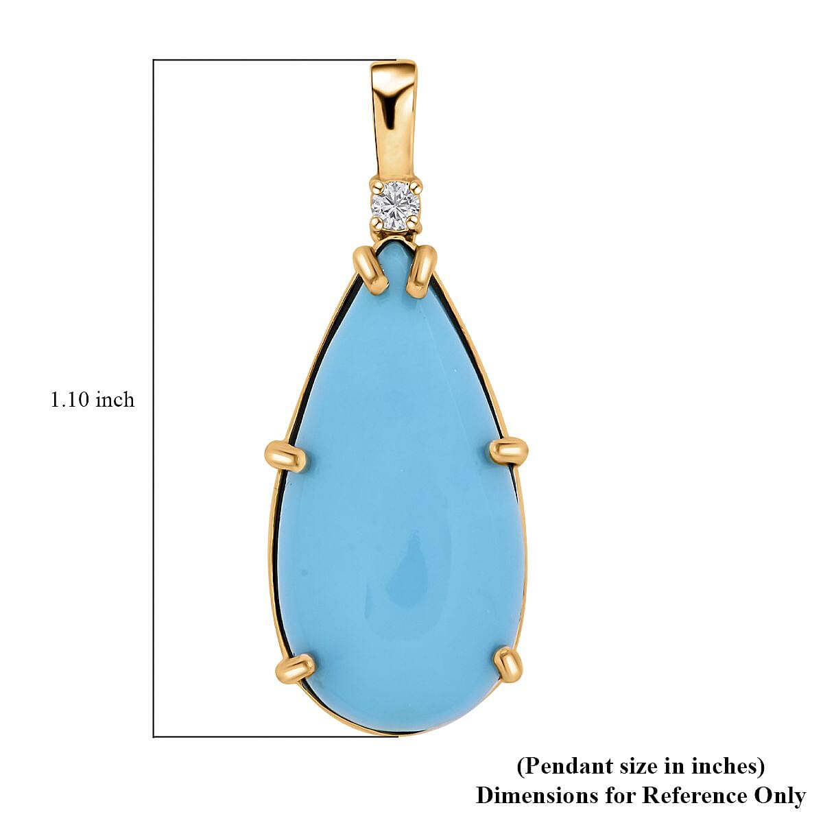Certified & Appraised Luxoro 10K Yellow Gold AAA Sleeping Beauty Turquoise and I2 Diamond Pendant without Chain 6.35 ctw