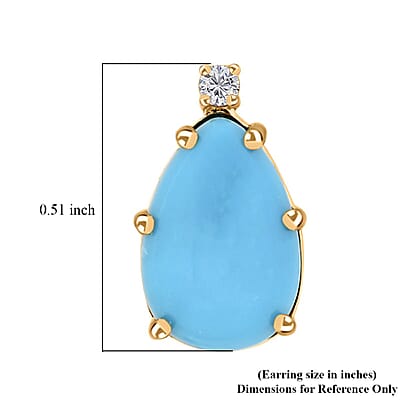 Certified & Appraised Luxoro AAA Sleeping Beauty Turquoise and I2 Diamond 2.65 ctw Earrings in 10K Yellow Gold