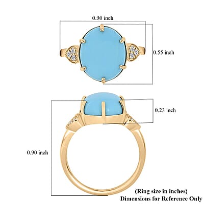Certified & Appraised Luxoro AAA Sleeping Beauty Turquoise and I2 Diamond 4.50 ctw Ring in 10K Yellow Gold (Size 10.0)