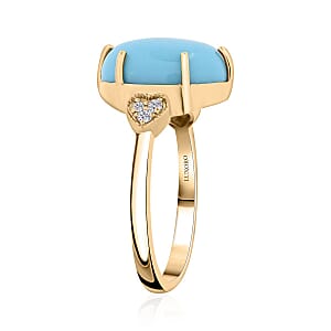 Certified & Appraised Luxoro AAA Sleeping Beauty Turquoise and I2 Diamond 4.50 ctw Ring in 10K Yellow Gold (Size 7.0)