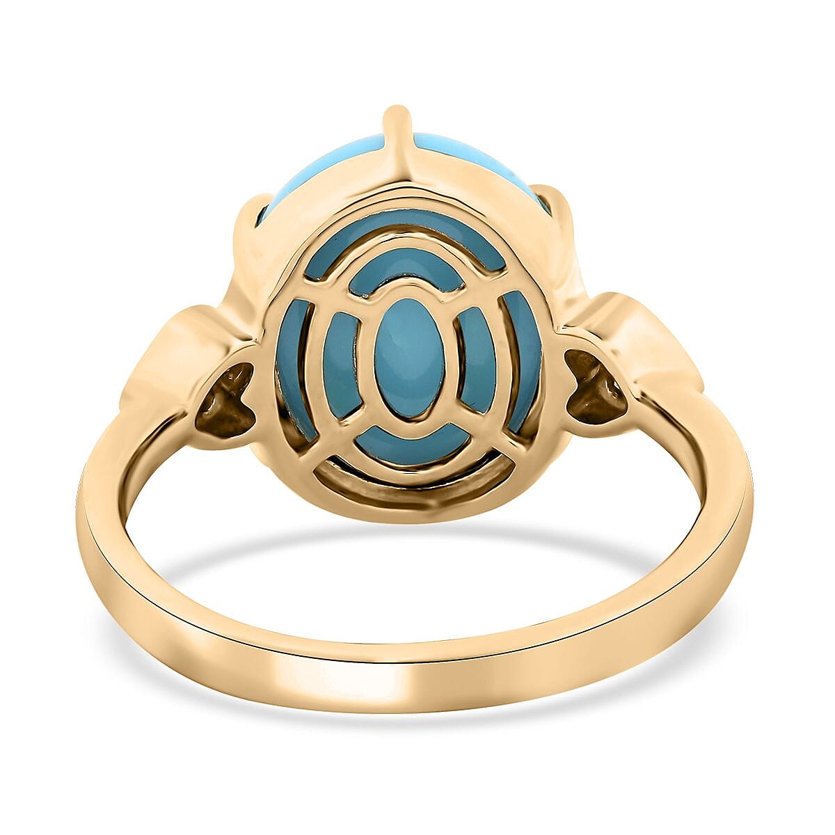 Certified & Appraised Luxoro AAA Sleeping Beauty Turquoise and I2 Diamond 4.50 ctw Ring in 10K Yellow Gold (Size 7.0)