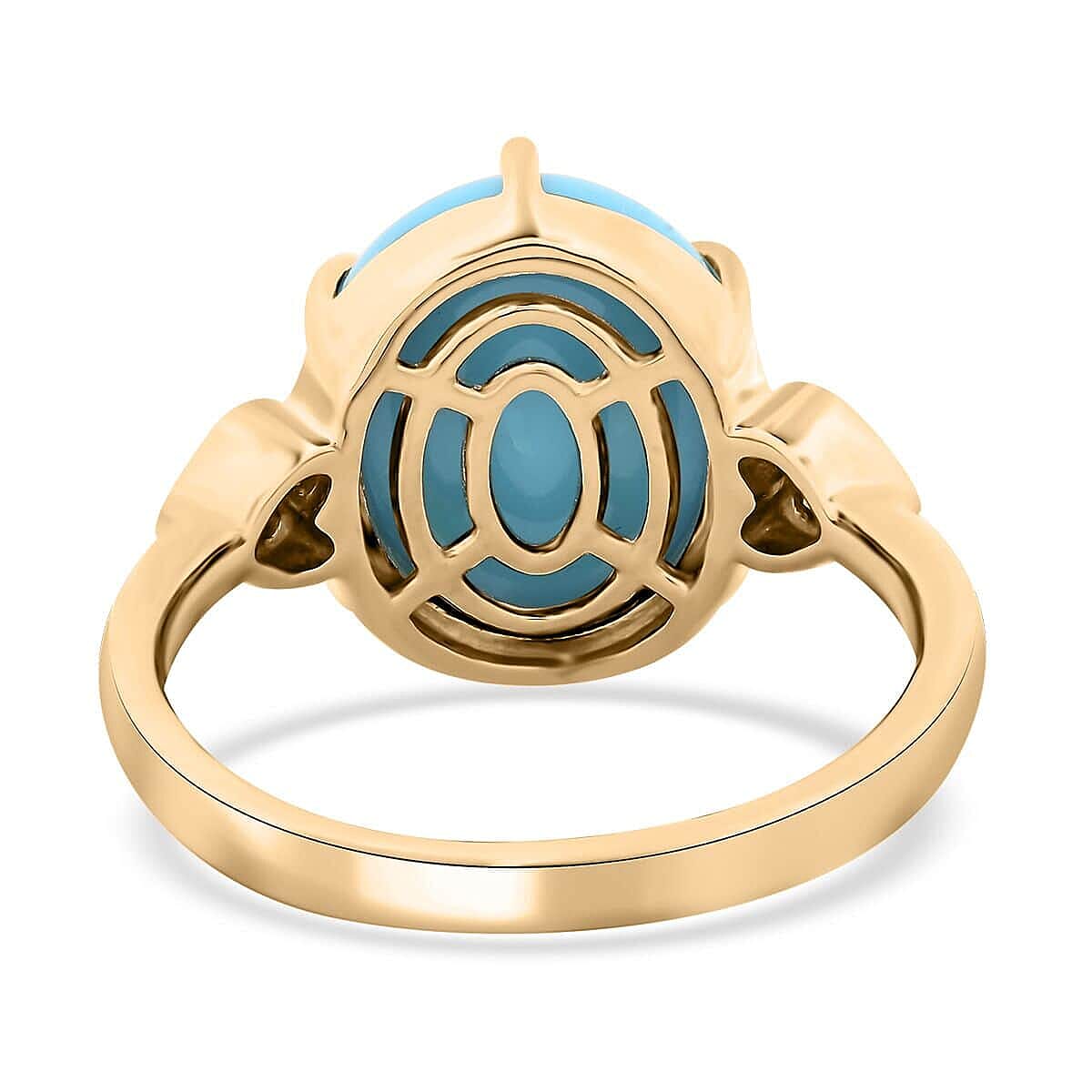 Certified & Appraised Luxoro AAA Sleeping Beauty Turquoise and I2 Diamond 4.50 ctw Ring in 10K Yellow Gold (Size 8.5) image number 4