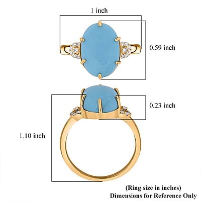 Certified & Appraised Luxoro AAA Sleeping Beauty Turquoise and I2 Diamond 5.00 ctw Ring in 10K Yellow Gold (Size 11.0)