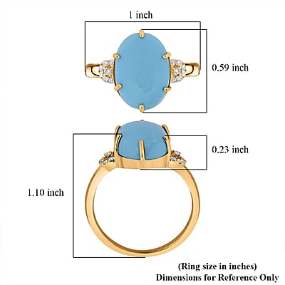 Certified & Appraised Luxoro AAA Sleeping Beauty Turquoise and I2 Diamond 5.00 ctw Ring in 10K Yellow Gold (Size 6.0)