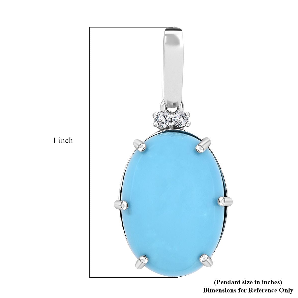 Certified & Appraised Luxoro 10K White Gold AAA Sleeping Beauty Turquoise and I2 Diamond Pendant without Chain 4.95 ctw