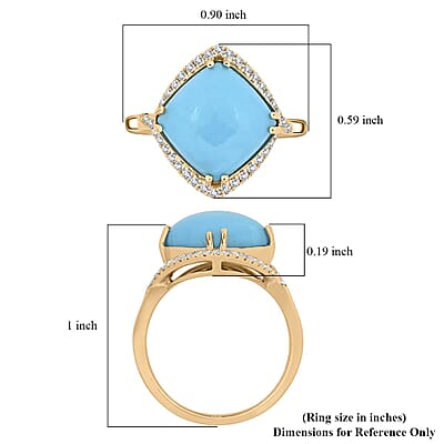 Certified & Appraised Luxoro AAA Sleeping Beauty Turquoise and I2 Diamond 5.00 ctw Ring in 10K Yellow Gold (Size 11.0)