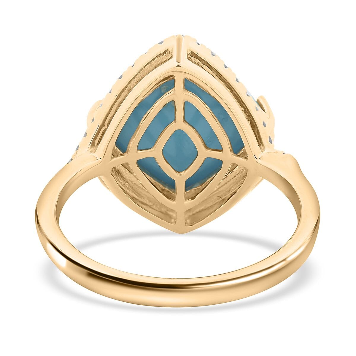 Certified & Appraised Luxoro AAA Sleeping Beauty Turquoise and I2 Diamond 5.00 ctw Ring in 10K Yellow Gold (Size 7.0) image number 4