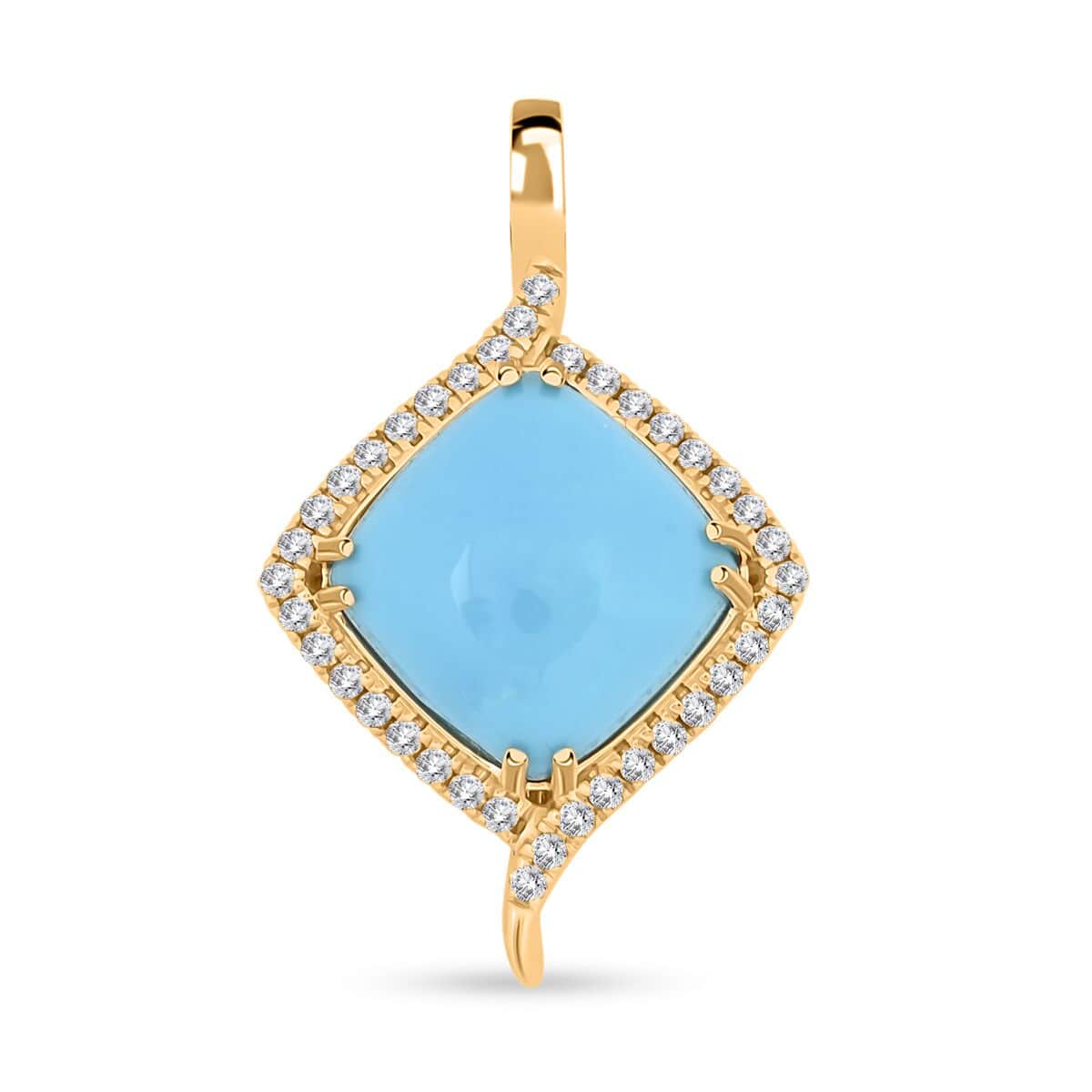 Certified & Appraised Luxoro AAA Sleeping Beauty Turquoise and I2 Diamond 5.00 ctw Pendant in 10K Yellow Gold image number 0