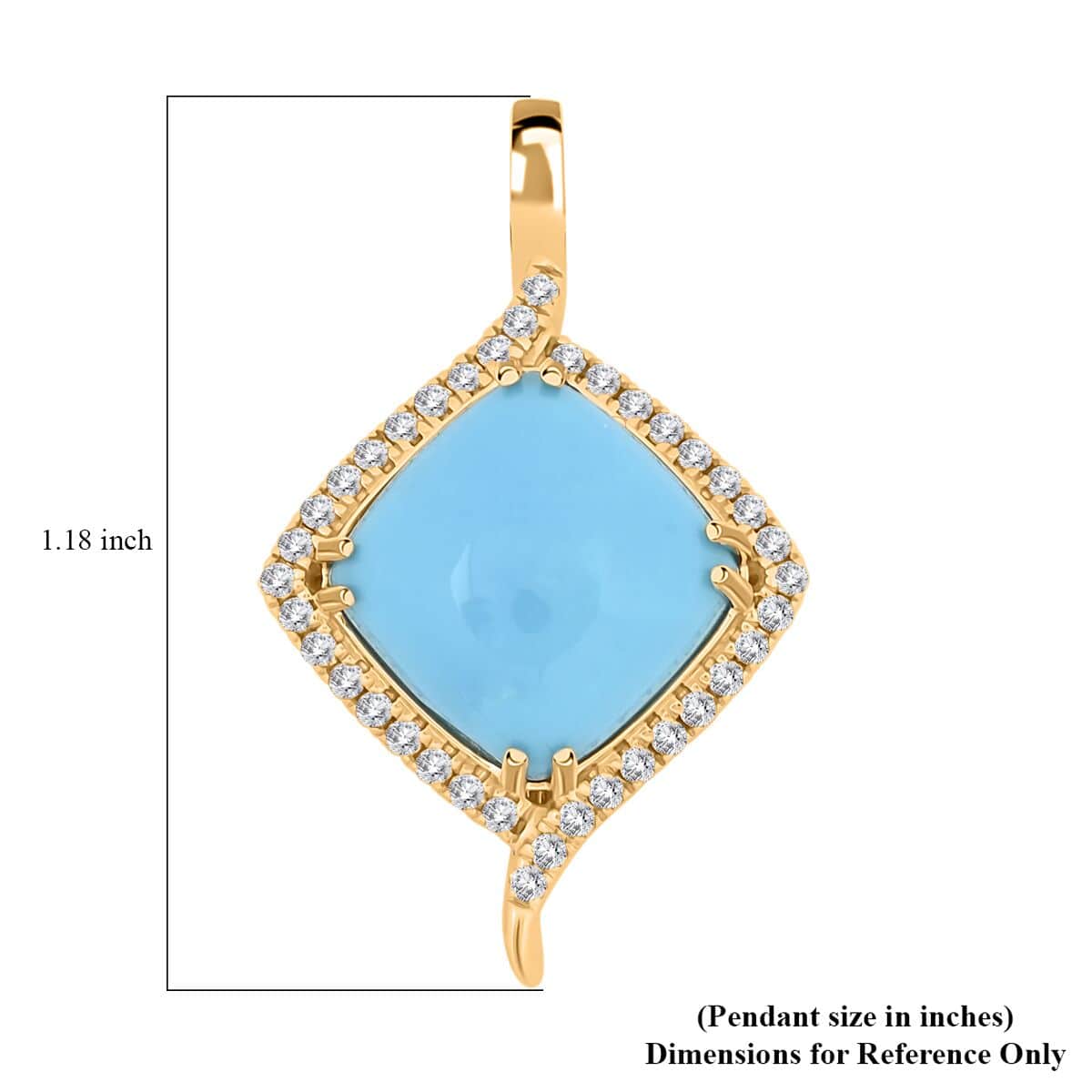 Certified & Appraised Luxoro AAA Sleeping Beauty Turquoise and I2 Diamond 5.00 ctw Pendant in 10K Yellow Gold image number 4