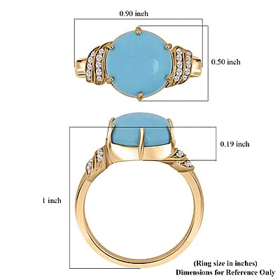 Certified and Appraised Luxoro AAA Sleeping Beauty Turquoise, Diamond Ring in 10K Yellow Gold 4.50 ctw (Size 10.0)