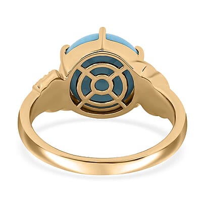 Certified and Appraised Luxoro AAA Sleeping Beauty Turquoise, Diamond Ring in 10K Yellow Gold 4.50 ctw (Size 11.0)