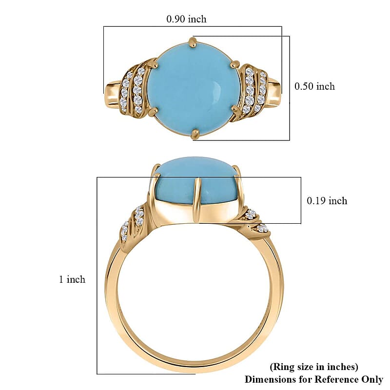 Certified and Appraised Luxoro AAA Sleeping Beauty Turquoise, Diamond Ring in 10K Yellow Gold 4.50 ctw (Size 5.5)