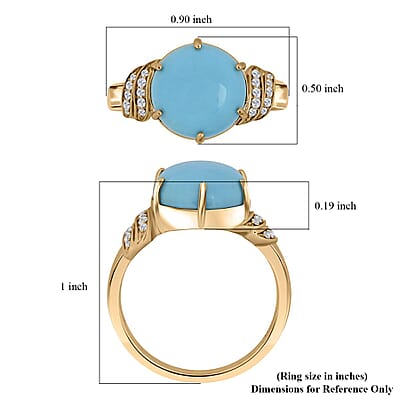 Certified and Appraised Luxoro AAA Sleeping Beauty Turquoise, Diamond Ring in 10K Yellow Gold 4.50 ctw (Size 8.0)